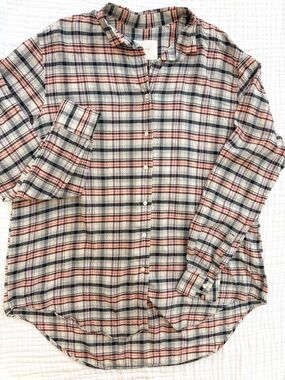 Xacus Italian Plaid Button Down Shirt EU 48 Neutral Lightweight Blouse